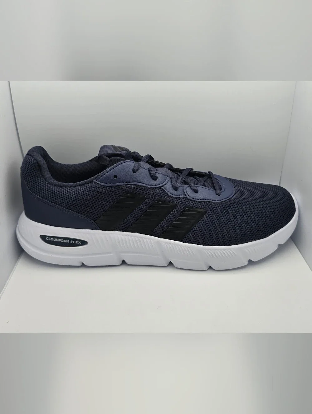 adidas Men's Navy Blue and Black Cloudfoam Flex Sneakers